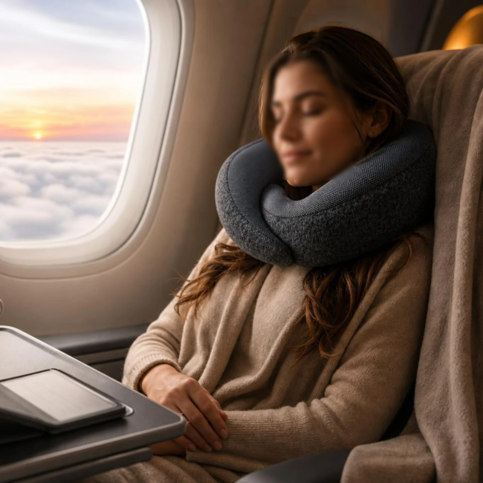 Ergonomic Neck Cradle Pillow Portable Slow-Slow-Recovery Foam Trip Pillow for Commuters, Airplane, Car