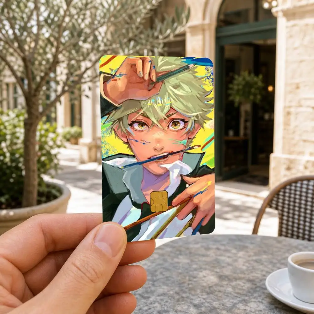 Blue Period Yatora Yaguchi   Waterproof Bank Card Sticker Skin for Credit Debit Chip Cards Decorative Cover Film