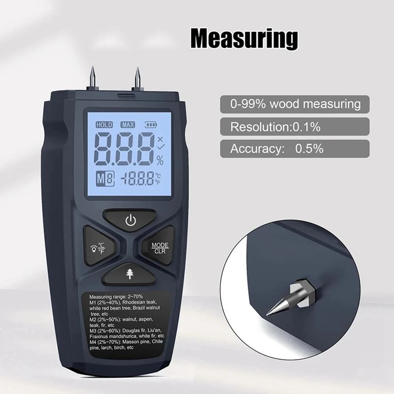 ABJI-nowy HYT109 miernik wilgotności drewna Tester zawartości wilgoci w drewnie papierowy detektor wilgotności podłogi drewniane detektor wilgoci w drewnie