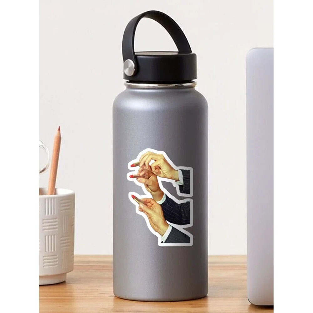 Hands with lipstick Sticker for Laptop Decor Bedroom Car Cute Cartoon Art Fashionable Public Suitcase