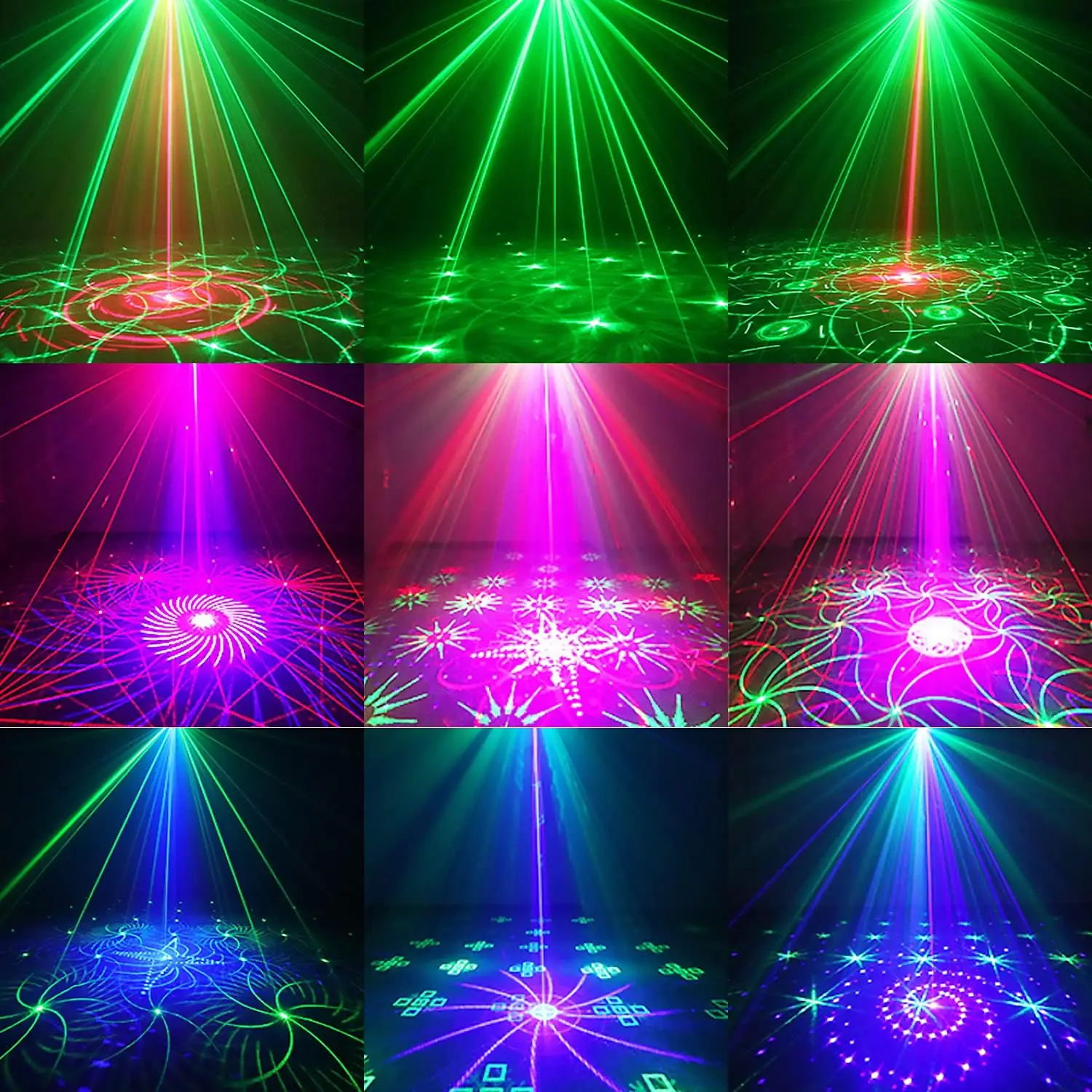 WZSTAR Proyector de haz de DJ de 15 ojos de alto brillo, discoteca UV, luces LED RGB para escenario, decoración navideña activada por sonido para barra de Navidad