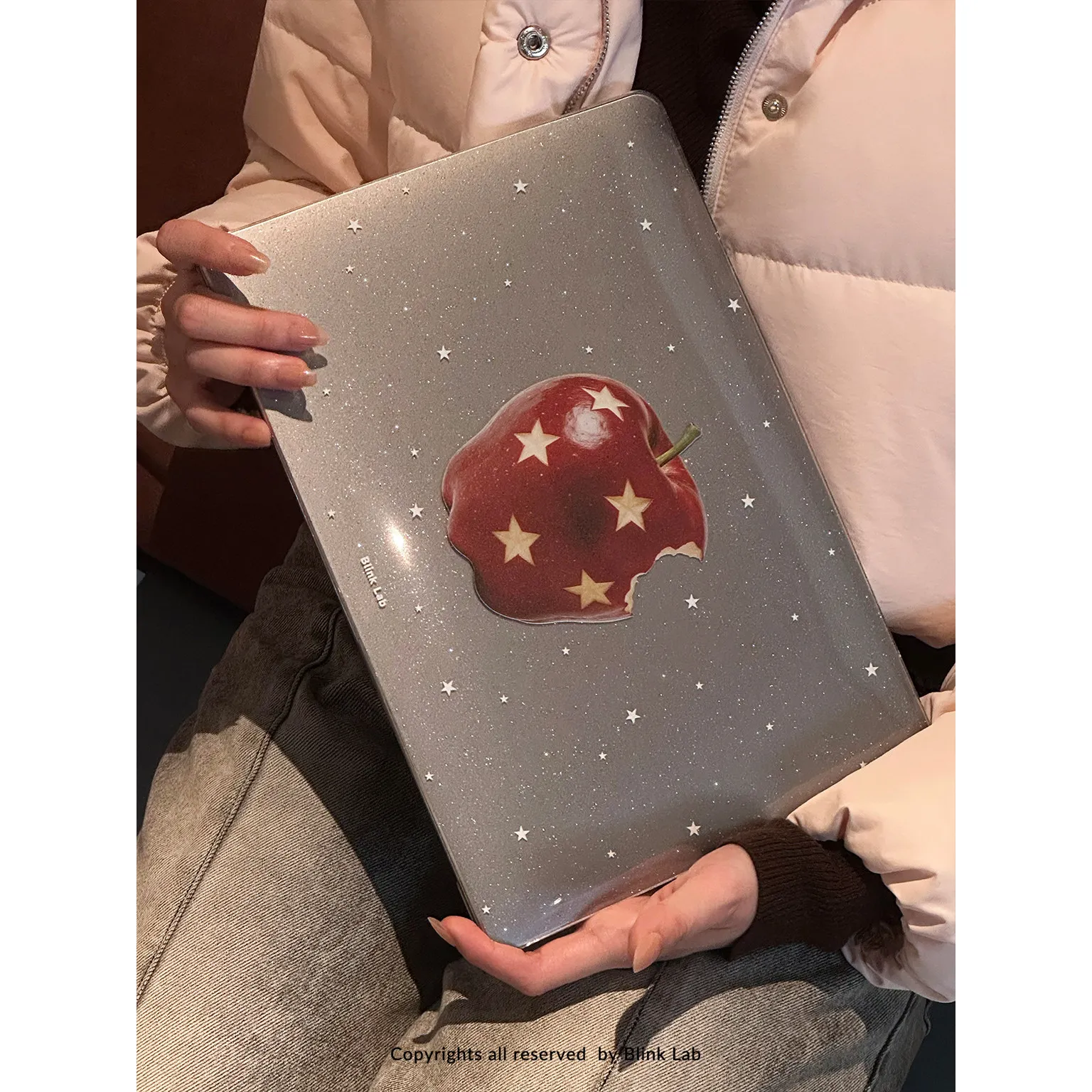 Red Apple Stars Shining Laptop Case For Macbook Air 13.6 M4 NEO 15 M3 Hard Glitter Cover For Mac Book Pro 13 M1 M2 14 M4 M5 16
