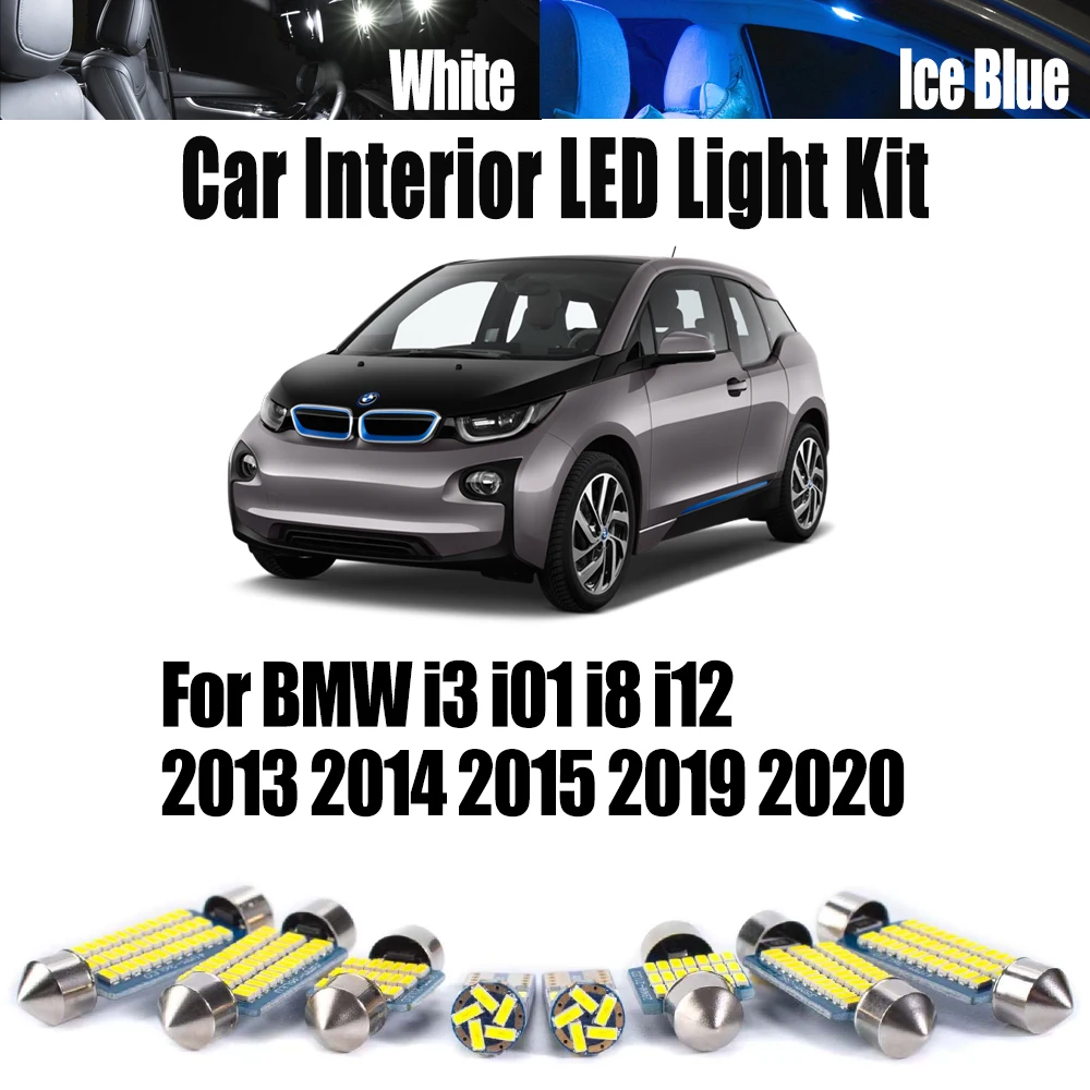 

Canbus для BMW i3 i01 i8 i12 2013 2014 2015 2019 2020 автомобильный светодиодный салон для чтения карт купольный светильник багажника комплект автомобильных ламп аксессуары