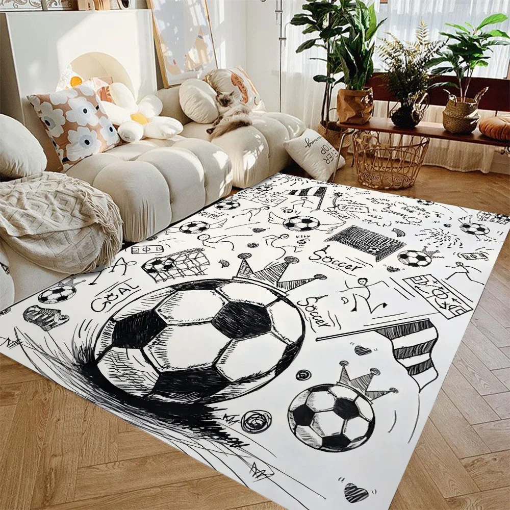 

ZYFootball Area Rug Soccer Floor Decor Washable Carpet for Living Room Bedroom Kid Room Gamer Room Stylish Sports Themed Rug