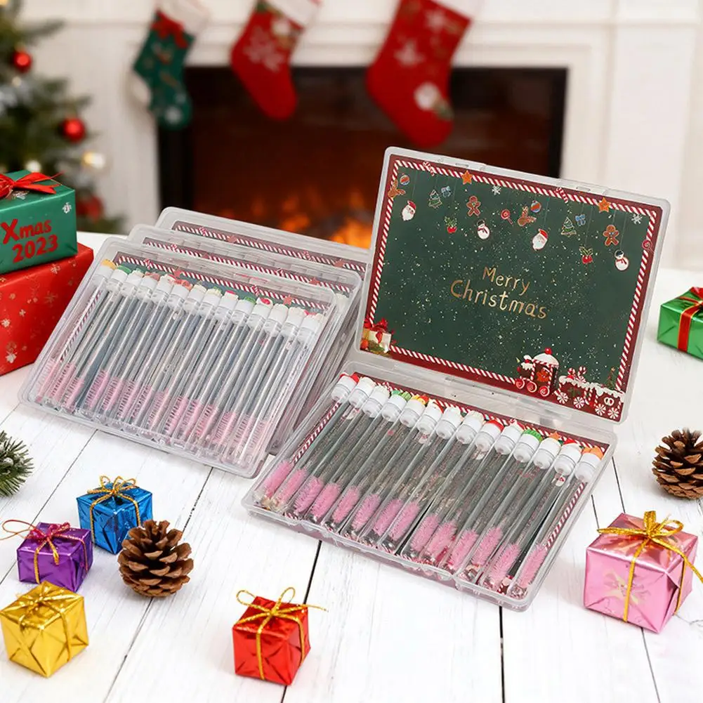 Tubes de brosse à cils de noël avec baguettes de Mascara réutilisables, applicateurs de maquillage remplaçables, fournitures d'extension de cils anti-poussière