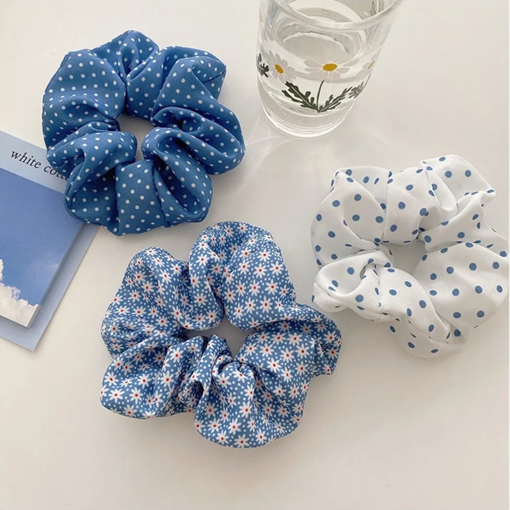 Sunny Fresh Mojito Blue Scrunchies Floral Plaid Polka Dots White Hair Ropes Ties College Young Girls Hair Accessories Headband