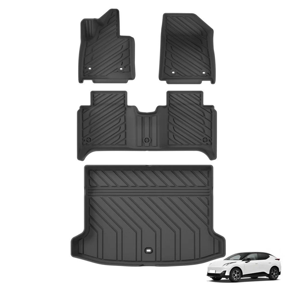 LUCKEASY Linkslenker für Lynk & Co 02 2025 Autofußmatten Kofferraummatte TPE 3D Fußmatte Wasserdicht SCHWARZ