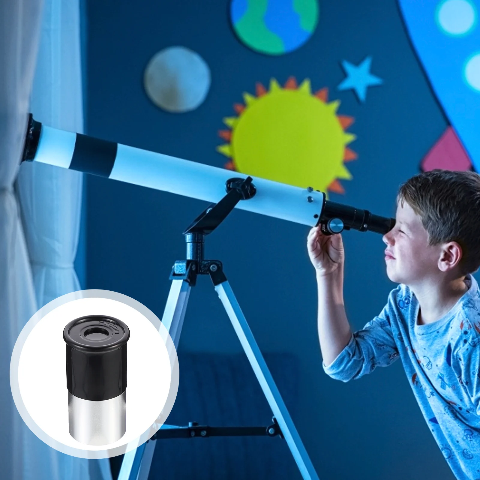 

1Pcs Telescope Eyepiece Multi-Coated 0.965 Inch H20mm Glass Optical Eyepiece ABS Durable for Astronomy and Outdoor Viewing