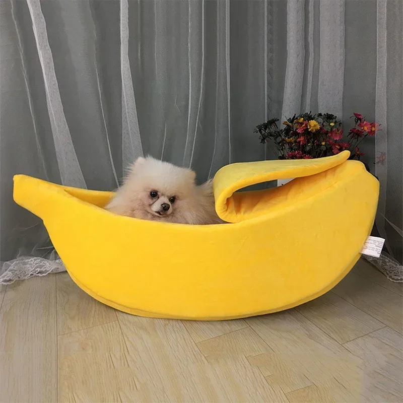 Banana Cat Bed Cute Cozy Cat Mats House Warm Puppy Kittens Cushion Kennel Cat Supplies Portable Pet Supplies for Small Dogs