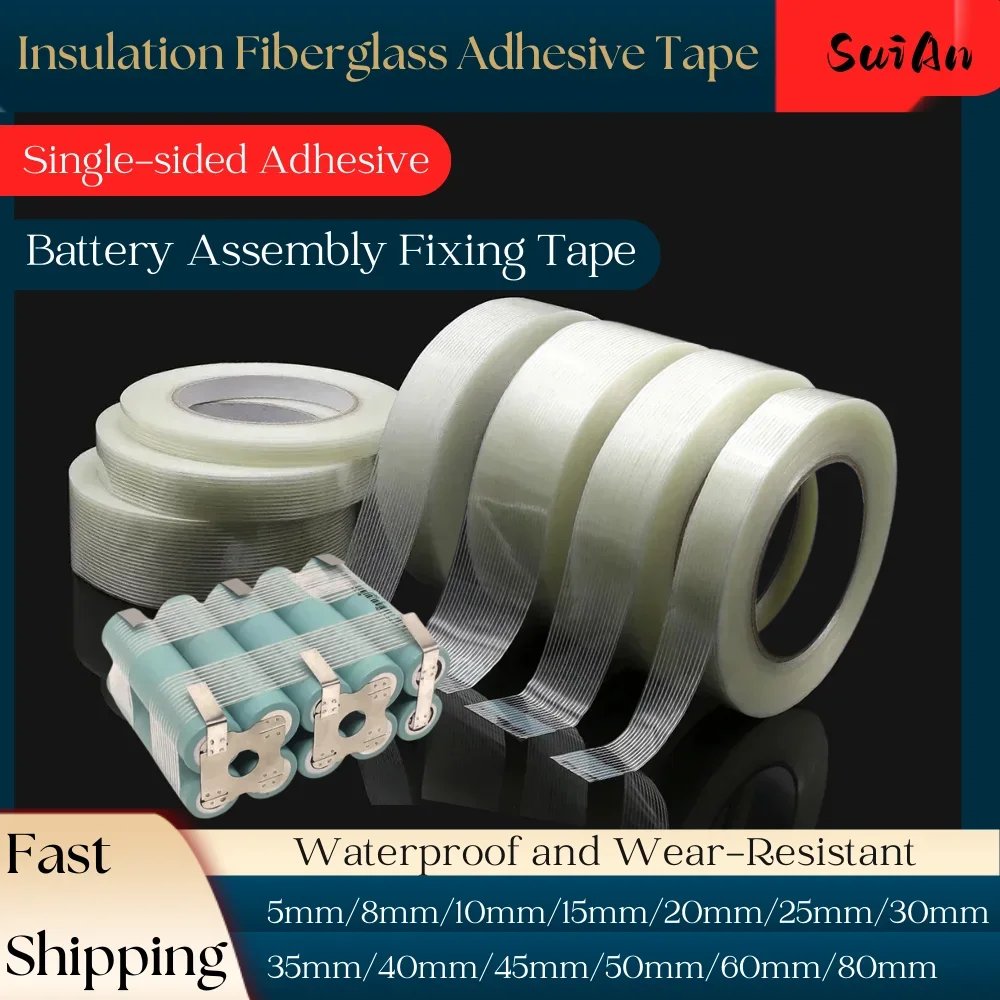 

Fiberglass Tape Waterproof High Temperature Resistance Transparent Single Side Adhesive Battery Pack Insulation Wrap Fixed Tapes