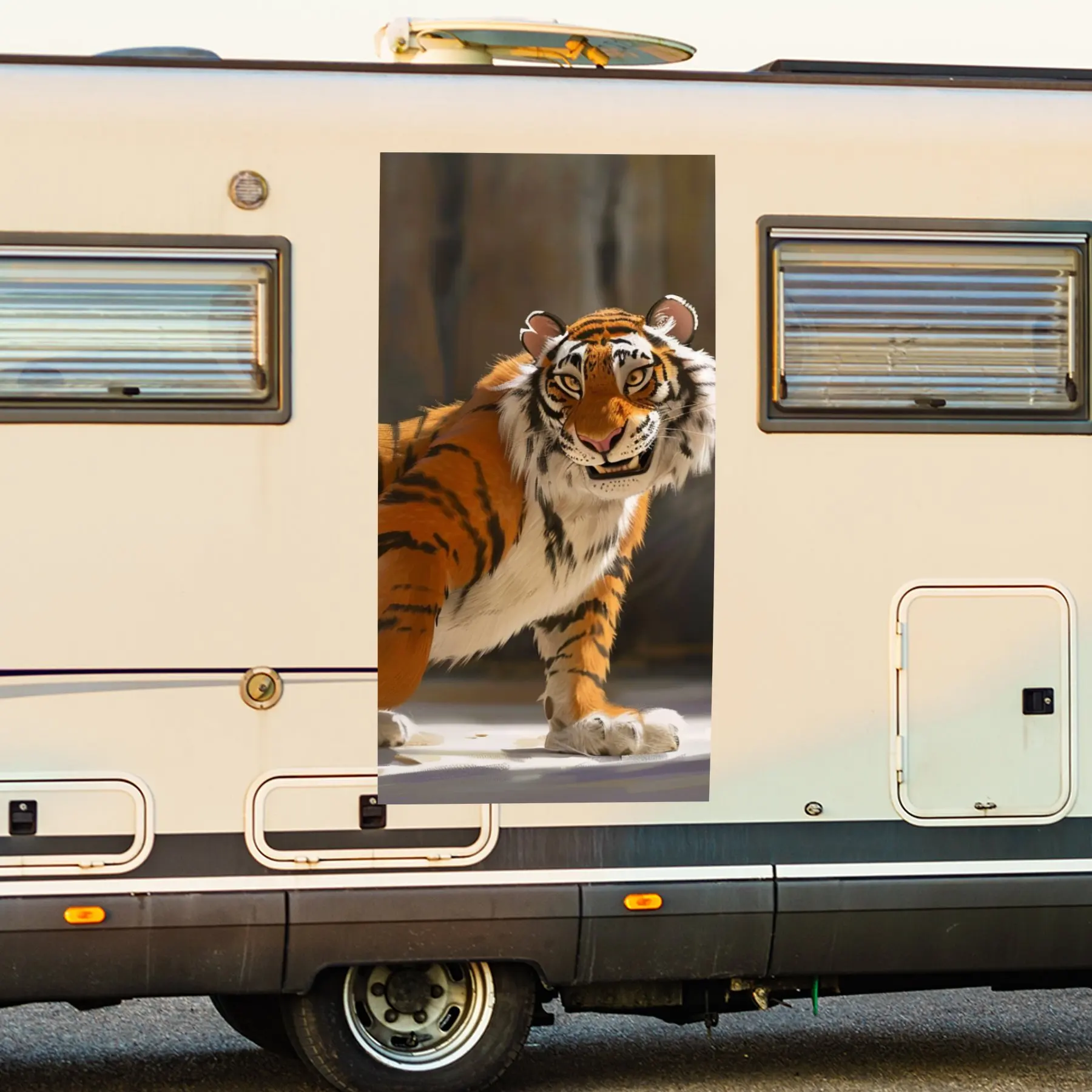 

Виниловая наклейка с милым персонажем тигра для двери автомобиля на колесах, водонепроницаемые самоклеящиеся виниловые наклейки, украшение для защиты автомобиля