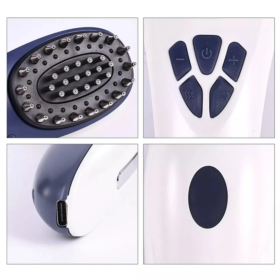 تريند المنتج مكافحة تساقط الشعر العلاج بالتدليك أيونات الاهتزاز الأحمر الأزرق ضوء تدليك فرشاة الليزر الكهربائية نمو الشعر مشط