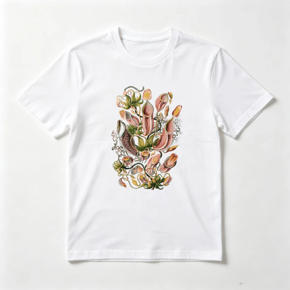 Vintage Style Carnivorous Plant Floral Graphic Printed Gift for Plants Lover T-Shirt Summer Casual Fashion Short Sleeve Tees