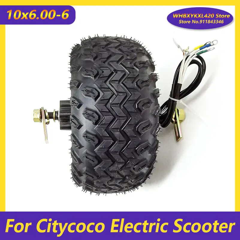 

10x6.00-6 48V 1000W Original Motor for Citycoco Electric Scooter Hub Wheel Thickened Anti-skid Tubeless Tire Accessory