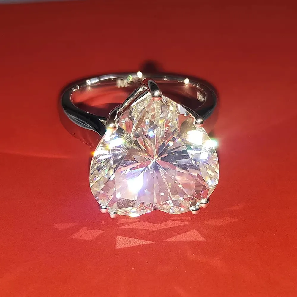 luxury14K Gold Ring  5 6 8  10Carat DVVS1 Heart Moissanite Diamond Ring Round Wedding Party Engagement Anniversary Ring