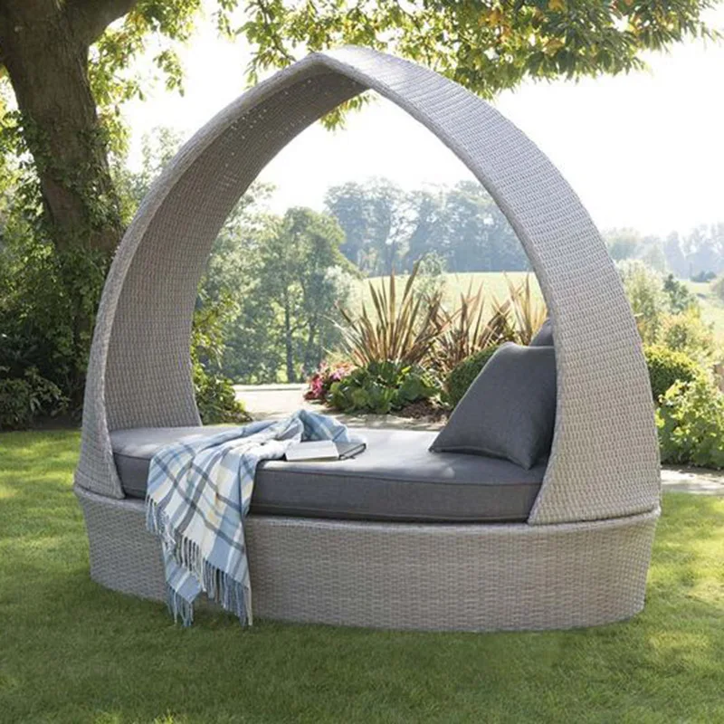 Outdoor leisure bed sofa rattan furniture garden courtyard villa B&B Park scenic spot outdoor awning bed