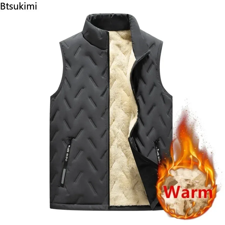 

Зимние теплые жилеты, мужские бархатные утолщенные жилеты, модный жилет с воротником-стойкой, жилет на флисовой подкладке ягненка, мужские куртки без рукавов