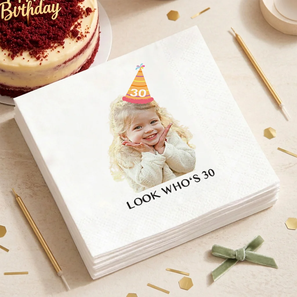 Custom Paper Napkins for Birthday Custom Napkins of Cocktail Disposable Napkins, for Cocktail Party Baby Shower Wedding