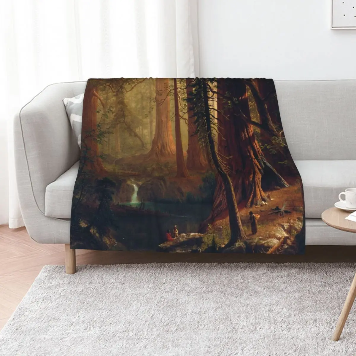 Giant Redwood Trees of California by Albert Bierstadt (1874) Throw Blanket Bed covers Kid'S Weighted Hairy Quilt Blankets