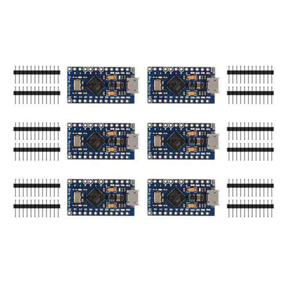 

6 Pack for Pro Mini ATmega32U4 5V/16MHz Module Board for Arduino Leonardo Replace for ATMEGA328 Pro Mini