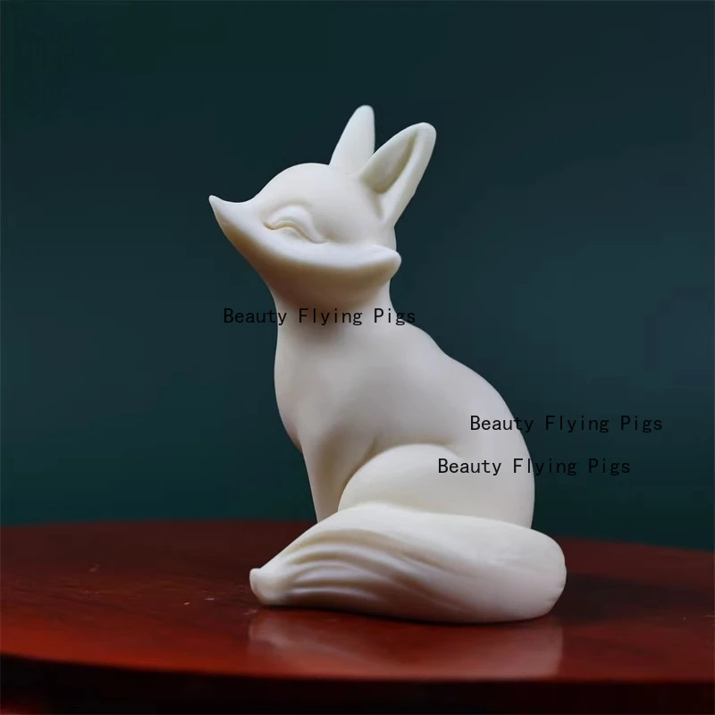 1pc Ivory Fruit Nine Tailed Fox Ornament Relief Nine Tailed Fox Fish Tank Landscape Decoration Home Decoration Chinese Style