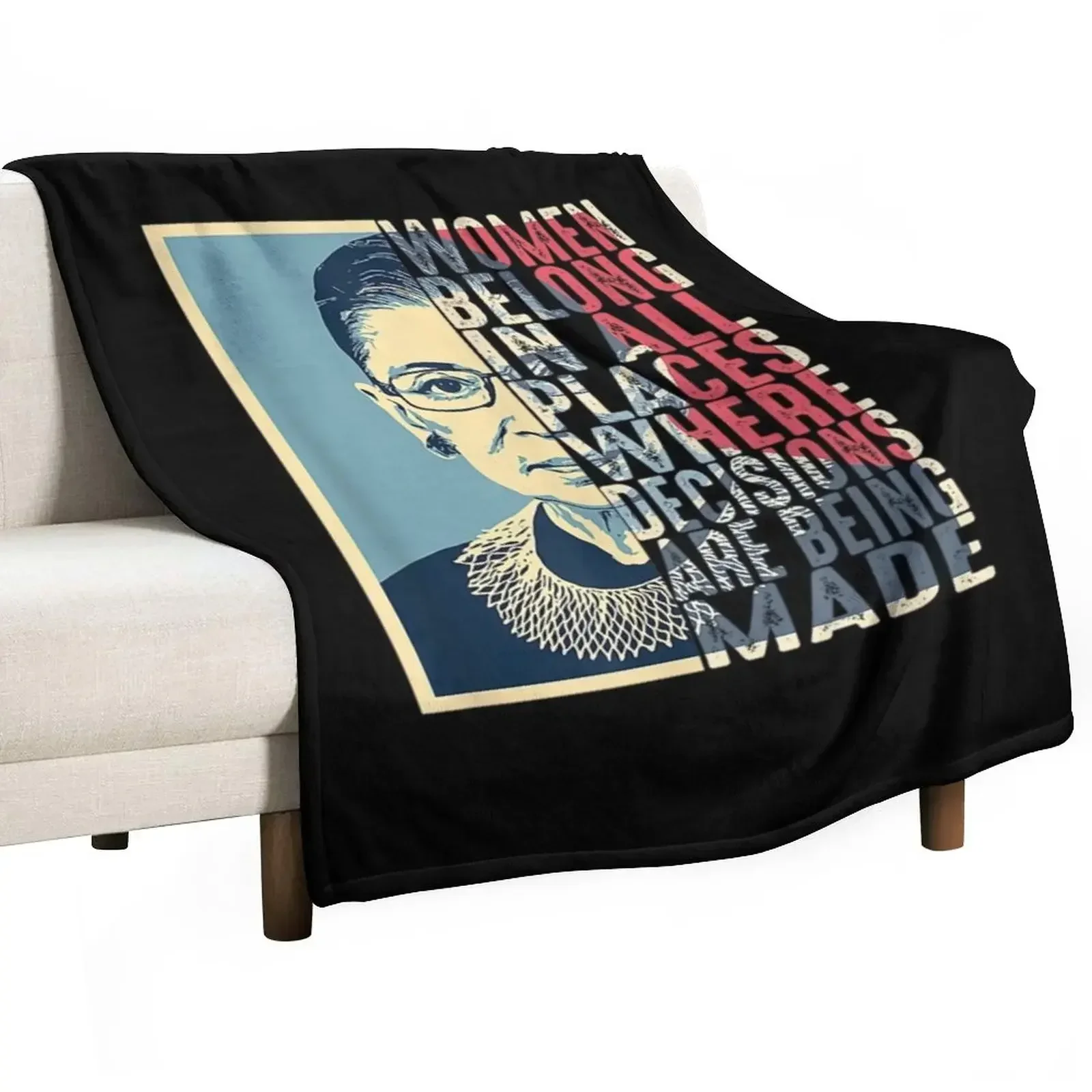 

Vintage RBG Legend - Women Belong In All Places Where Decisions Are Being Made Rbg Quotes T-Shirt Throw Blanket Polar Blankets