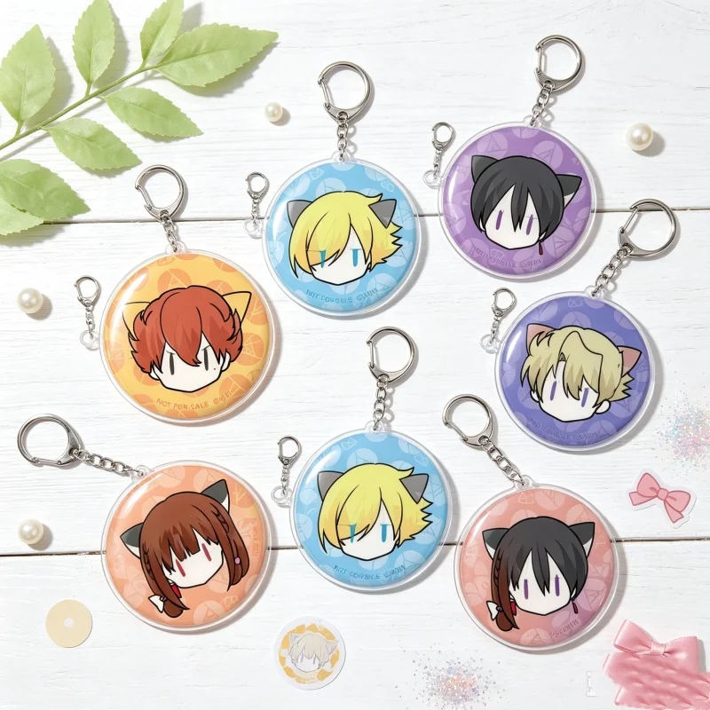 Student Schoolbag Hanger Acrylic Pendant Keychain 6CM The Dark History of the Reincarnated Anime Konoha Olivar/Ginford Bag Charm