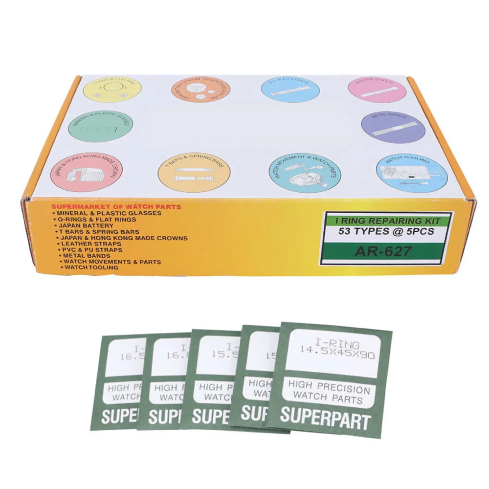 265PCS Watch I-Ring Back Cover Gasket Kit Waterproof Washers Gasket Multi Sizes Assortment Box Watch Back Cover Washers