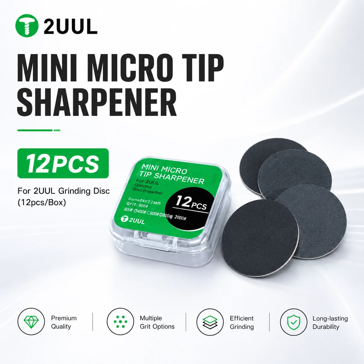 

2UUL DA790 Mini Micro Tip Sharpener Grinding Disc 12PCS Box Soldering Iron Tip Polishing Pad Repair Tool Accessories