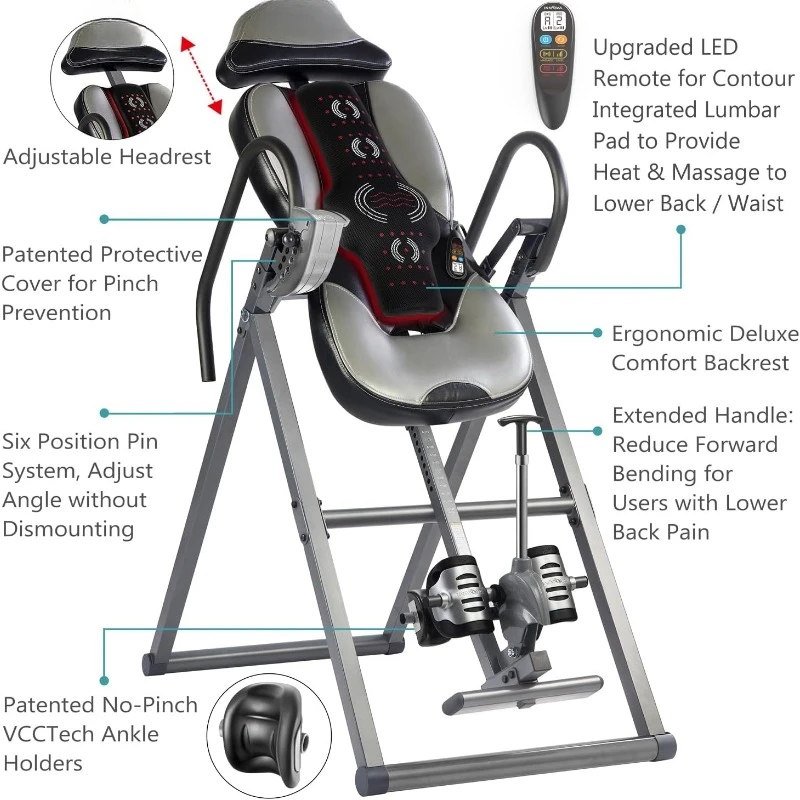 ITM5900 Advanced Heat and Massage Inversion Table, Gray/Black