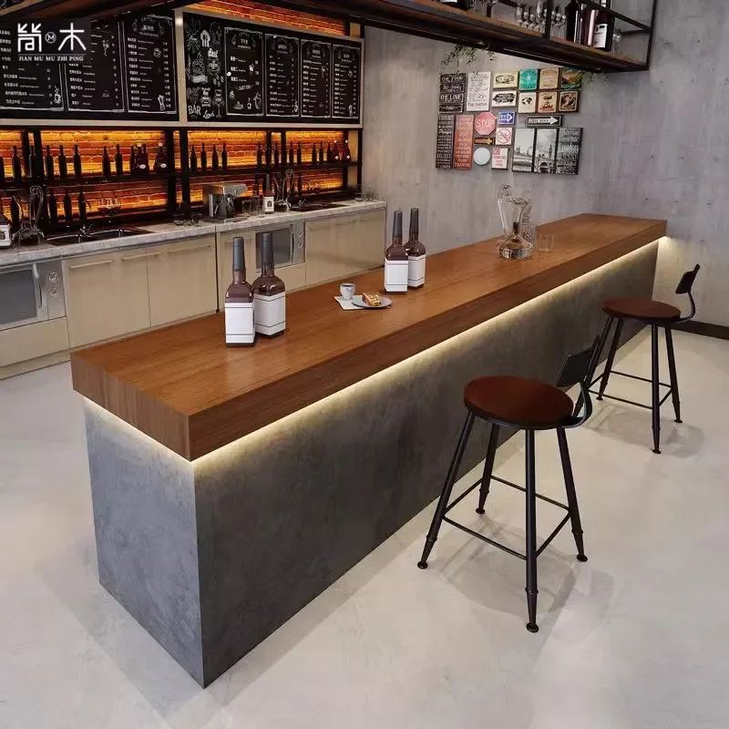 for Cement Art Paint Bar Counter Retro Industrial Style Front Desk for Milk Tea Shop Fitness Gym Checkout Wabi Sabi Design