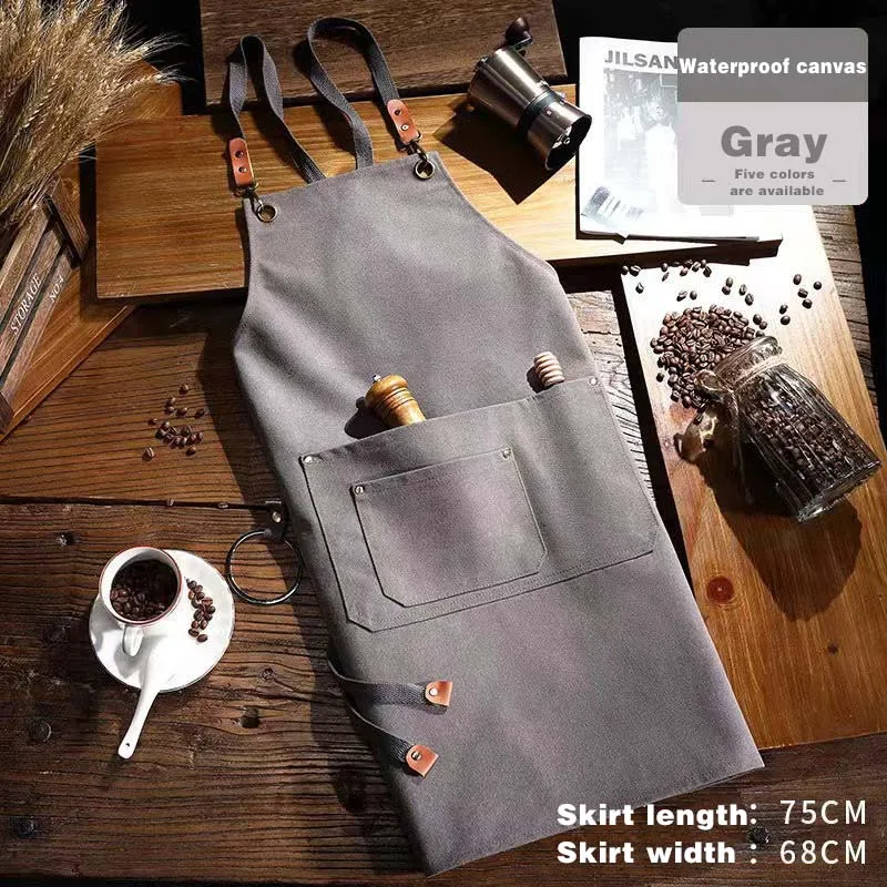 Custom Embroidery Printed LOGO Thickened Coffee Shop Wear Resistant Gardener Hairdressing Barista Packet Waterproof Long Apron
