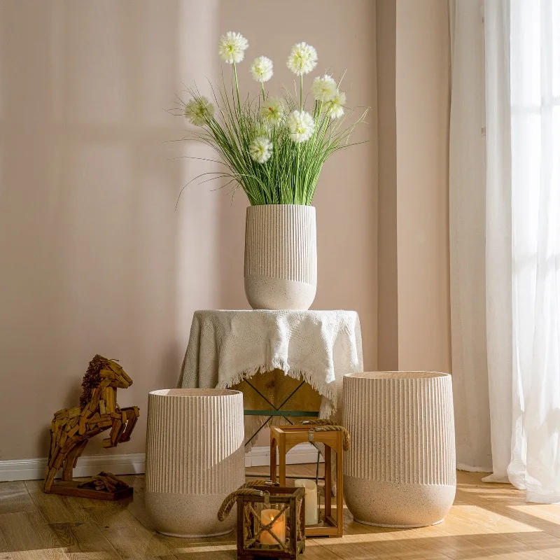 

High-grade Oval Imitation Cement Basin Indoor Living Room Turtle-backed Bamboo Loose-tailed Sunflower Potted Plant