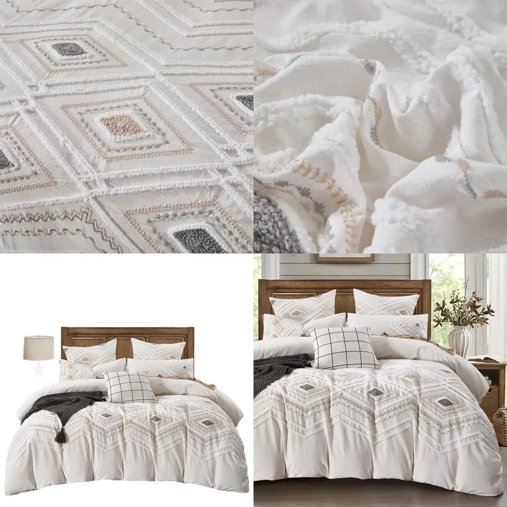 

Роскошный комплект пододеяльников King Size из богемного хлопка с тафтингом, 3 предмета, высококачественная текстурированная, дышащая, не выпадающая, без статики, легкий в уходе