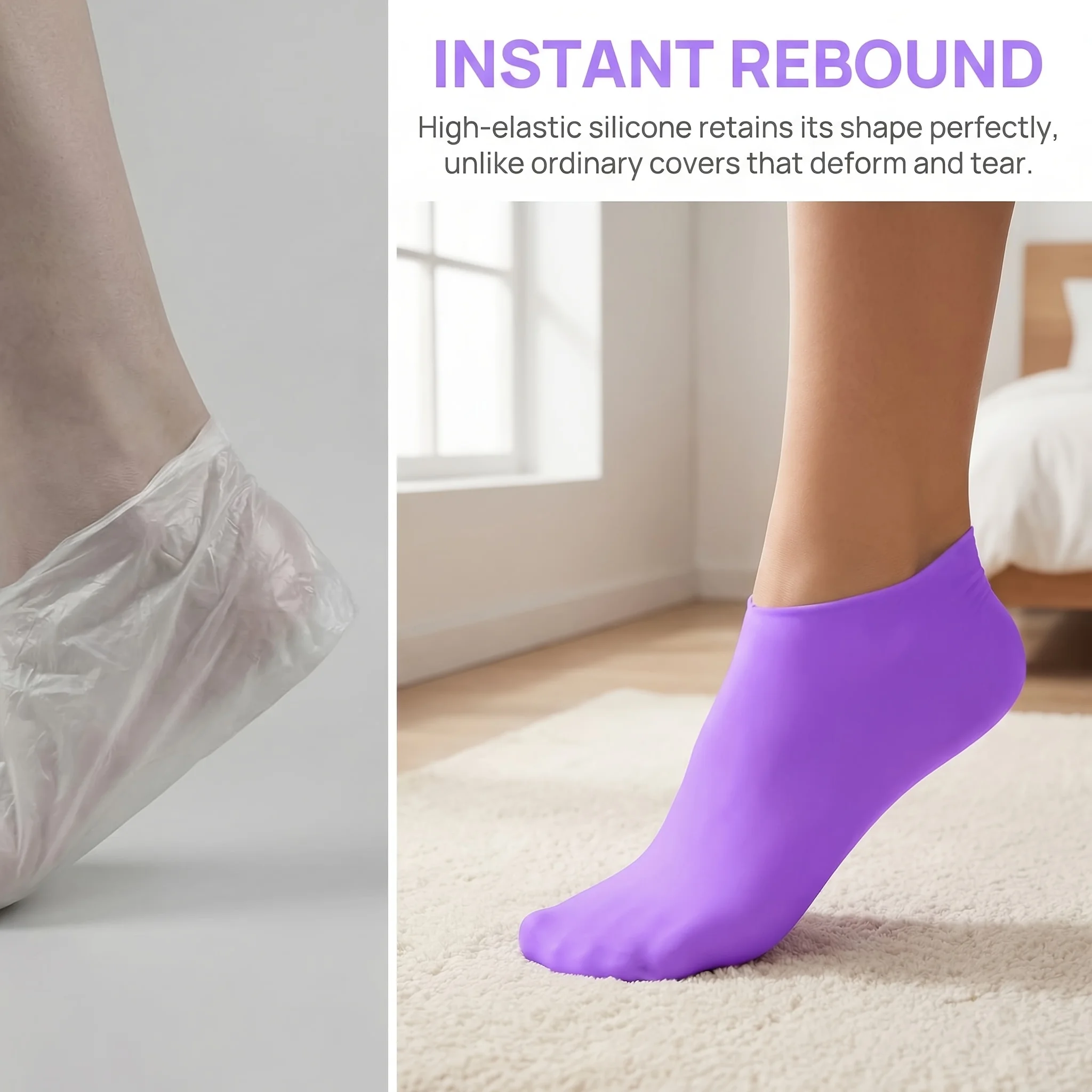 1 Pair Silicone Gel Moisturizing Foot Socks for Dry Chapped Feet Home Foot Care Soothing Massage Tool Soft Comfortable Skin-friendly