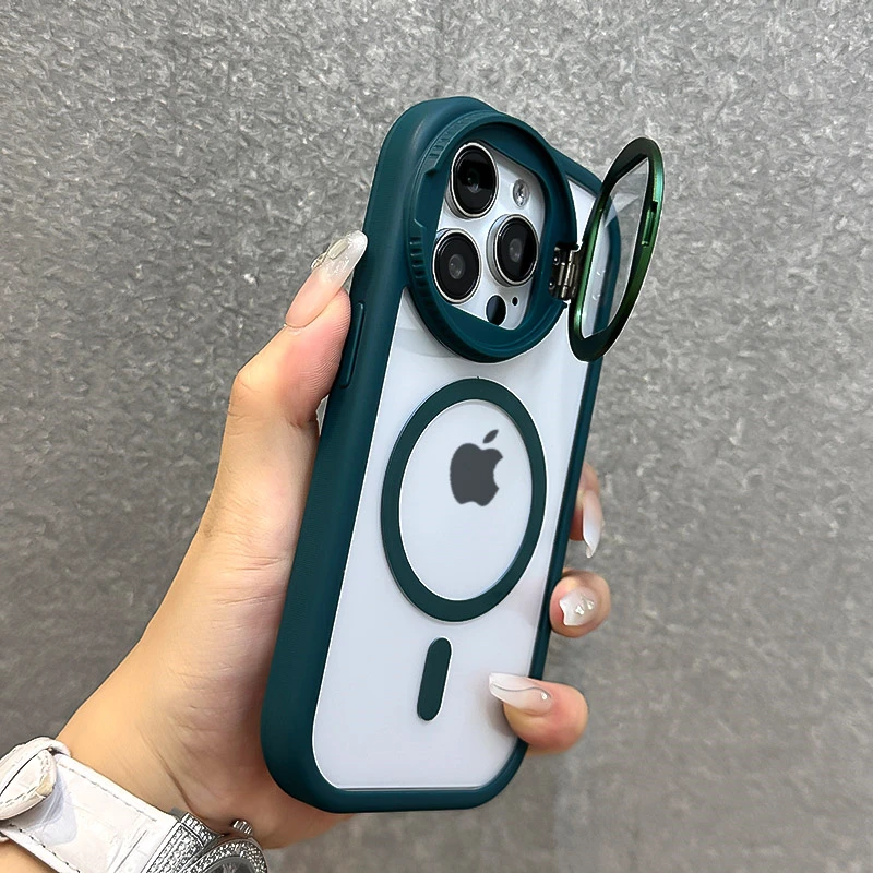 Faltbare Glaslinsen-Halterung, magnetische transparente Hülle für iPhone 18 17 16 15 14 13 12 Pro Max, für Magsafe, mit Handschlaufe, stoßfeste Schutzhülle – Detail 10