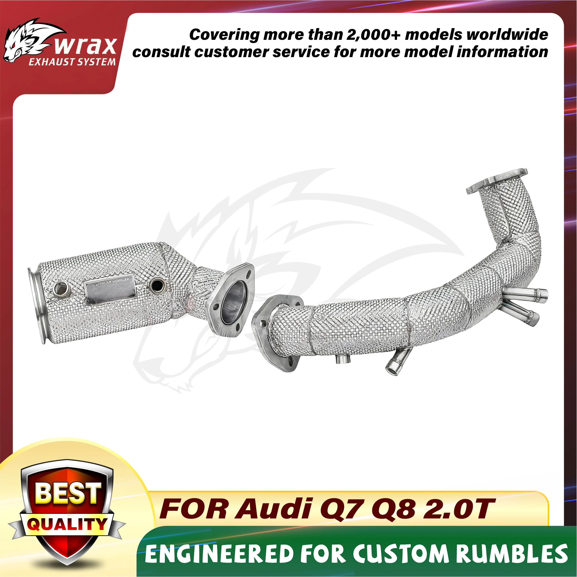 

WRAX SS304 Downpipe with Heat Shield for Audi Q7 Q8 2.0T High Performance Exhaust Support Customization