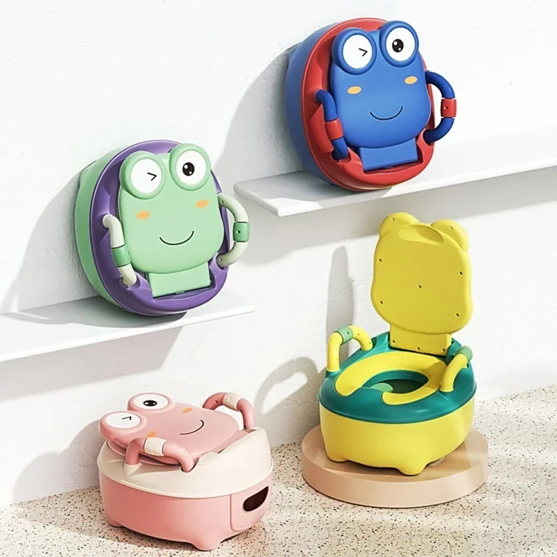 Children\'s Toilet Seat Cartoon Frog Toilet Portable Baby Toilet Boys Girls Baby Potty Pail Toilets Household Assistance Urinal