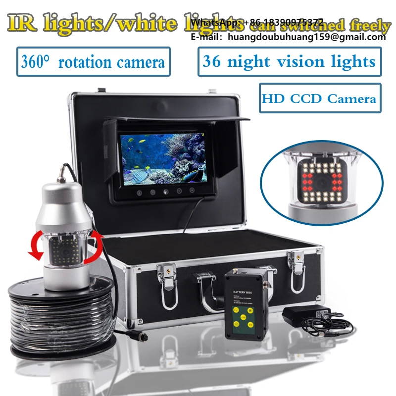 

SYANSPAN Fiinder 360 Rotating Underwater Fishing Cera 670Ft Cable 1080P 9inch HD Screen IP68 42LEDs&IR Lights