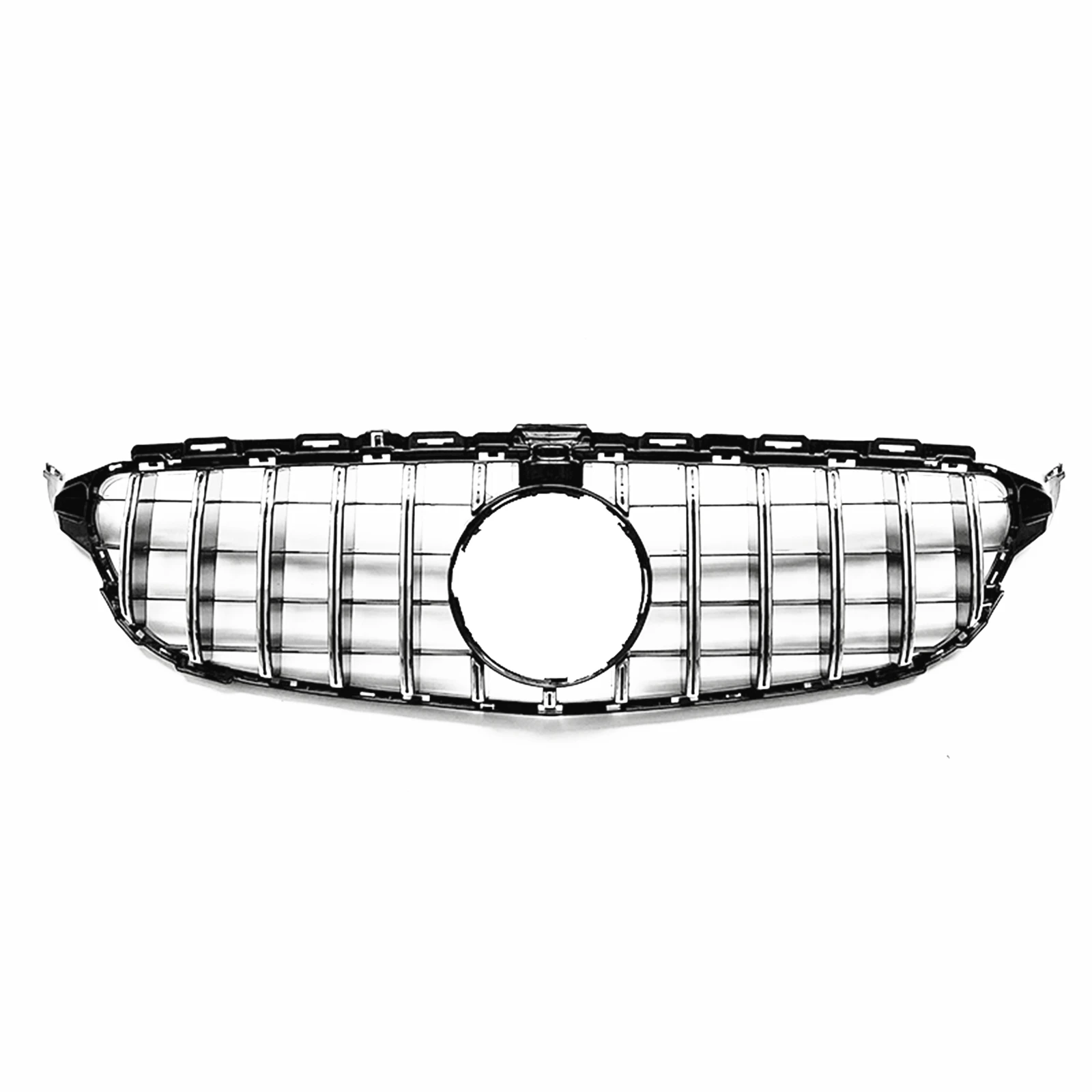 Car Front Grille Racing Grills Upper Hood Mesh W/ Camera Hole For Mercedes Benz C Class W205 2015-2018 GT Style