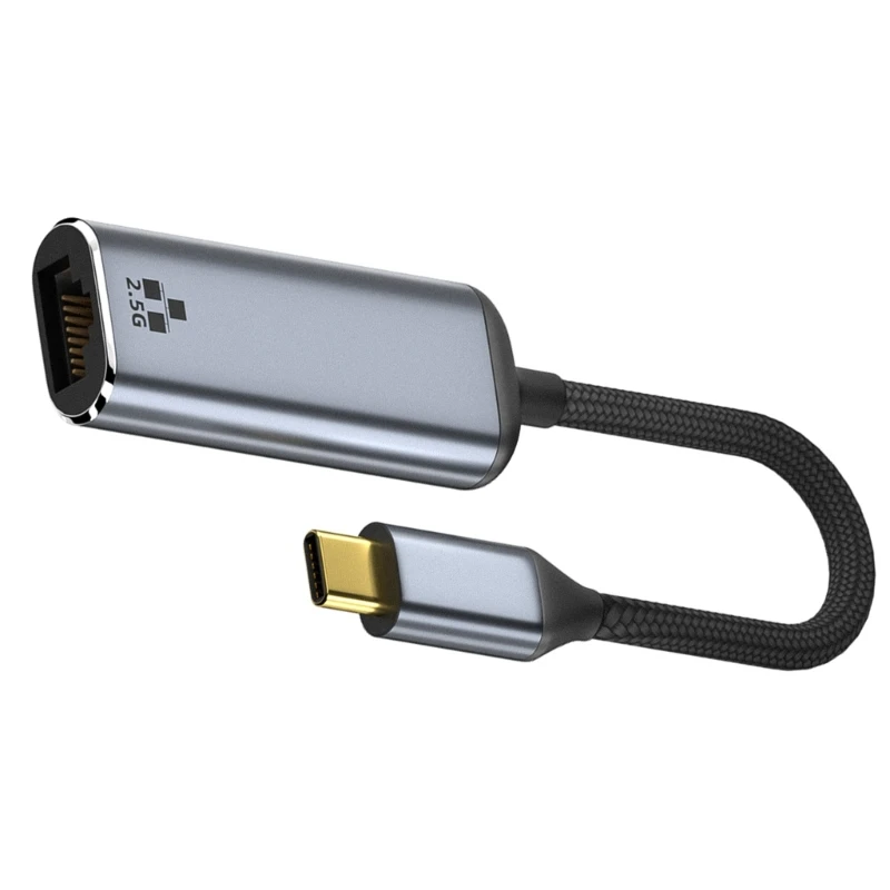 ประเภท C ถึง RJ45 2500Mbps สายเคเบิลอะแดปเตอร์เครือข่าย LAN สำหรับแท็บเล็ตโทรศัพท์แล็ปท็อป USB C