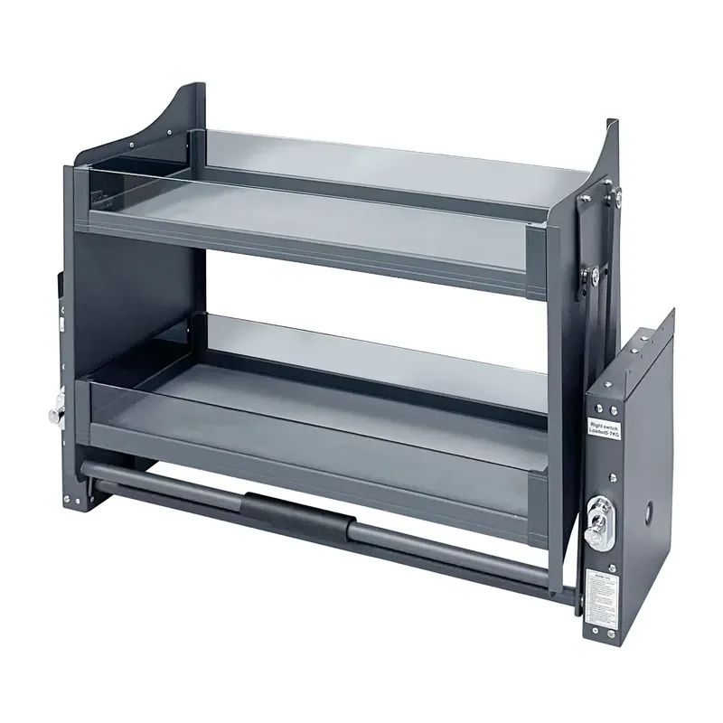 Aluminum alloy tempered glass pull basket, suitable for 400-900 mm kitchen wall cabinets Adjustable upper storage rack