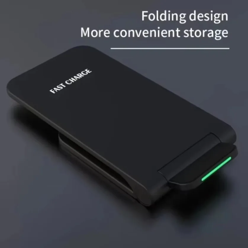 Foldable Wireless Charger Stand 15W Fast Charging Portable Dual Coil Phone Holder For iPhone For Samsung Travel Office Desktop