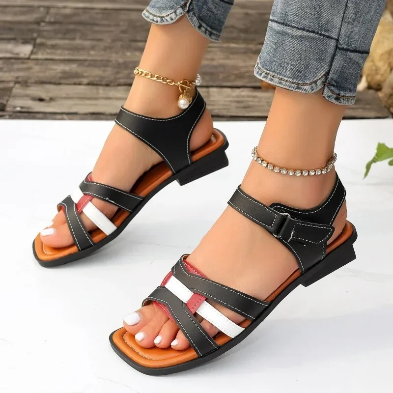 Ladies Shoes 2024 Brand Modern Open Toe Women's Sandals Summer Daily Sandals Women Mixed Colors Square Heel Outdoor Shoes Women