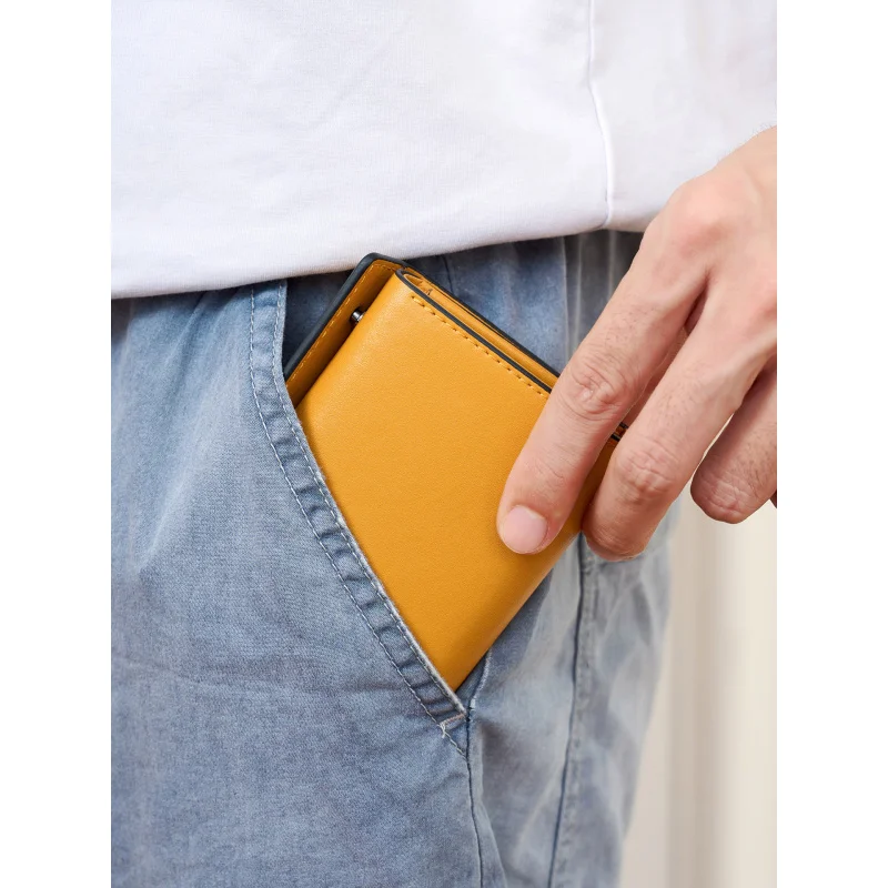 

Мужской короткий кошелек 2026: стильный деловой трёхсекционный картхолдер, многофункциональный портативный кошелек/портмоне из искусственной кожи