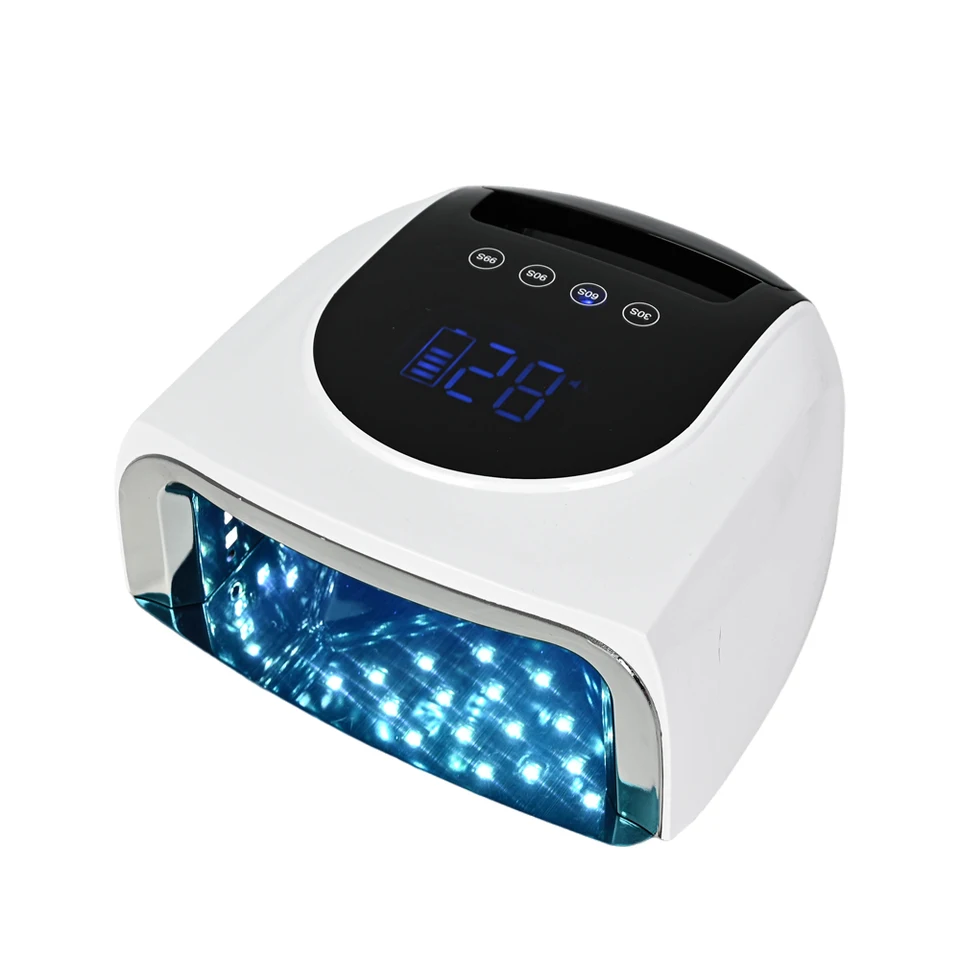 Lámpara de uñas recargable de 96W con base reflectante de espejo, secadora de esmaltes en gel, máquina de manicura con luz UV para uñas
