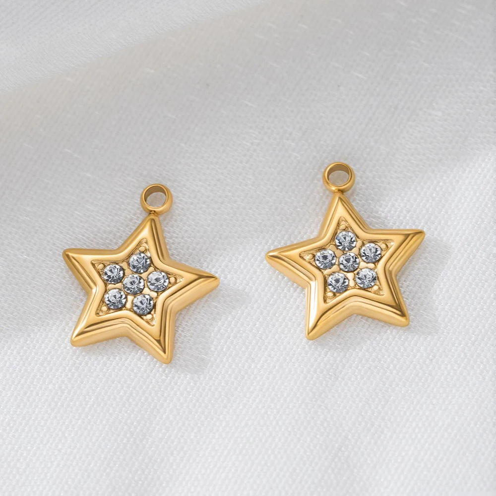 3 Stück Edelstahl-Strass-Herz-Blumen-Anhänger Sternanhänger für DIY-Armbänder, Halsketten, Schlüsselanhänger, Schmuckherstellungszubehör – Detail 6