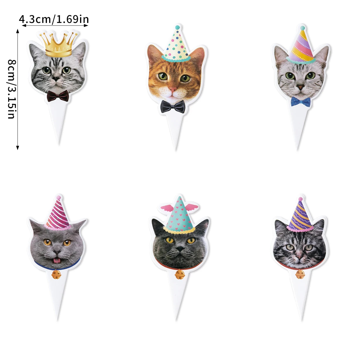 1set Cute Cat Cupcake Toppers Cats Face Cake Topper Pet Theme Cake Decorations Picks Cat Themed Birthday Party Favors Supplies