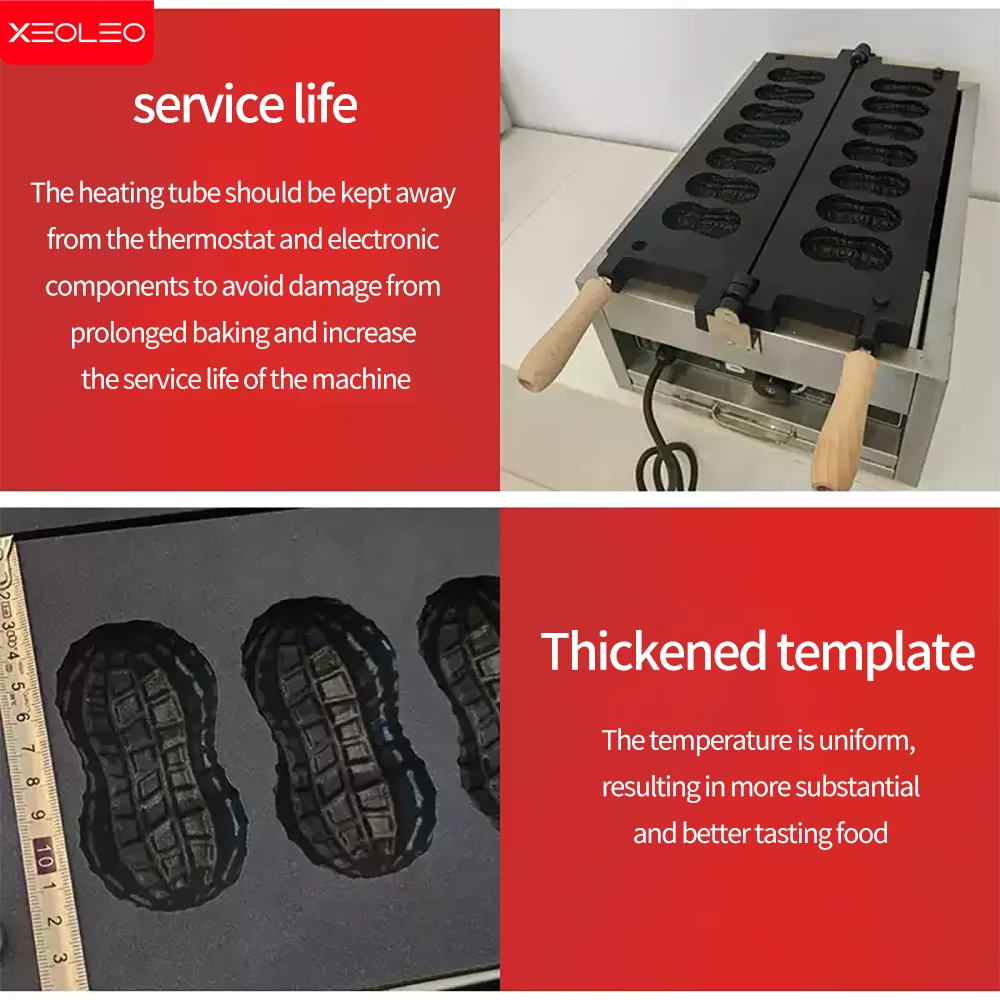 XEOLEO 전기 땅콩 모양의 와플 메이커 3000W 7PCS 미니 땅콩 와플 메이커 가전 와플 아이언 비 스틱 코팅