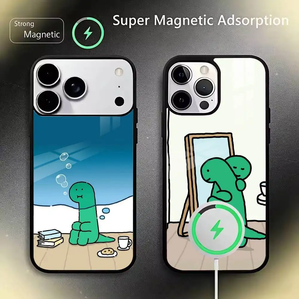 

J-JOGUMAN Studio Dinosaur Cute Phone Case For IPhone17 16 15 14 13 12 11 Pro Max 16/15/14Plus Wireless Charger Cover Funda